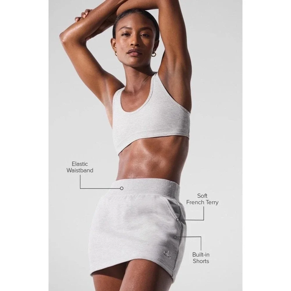 Alo Yoga Accolade Skirt Athletic Heather Grey XS
